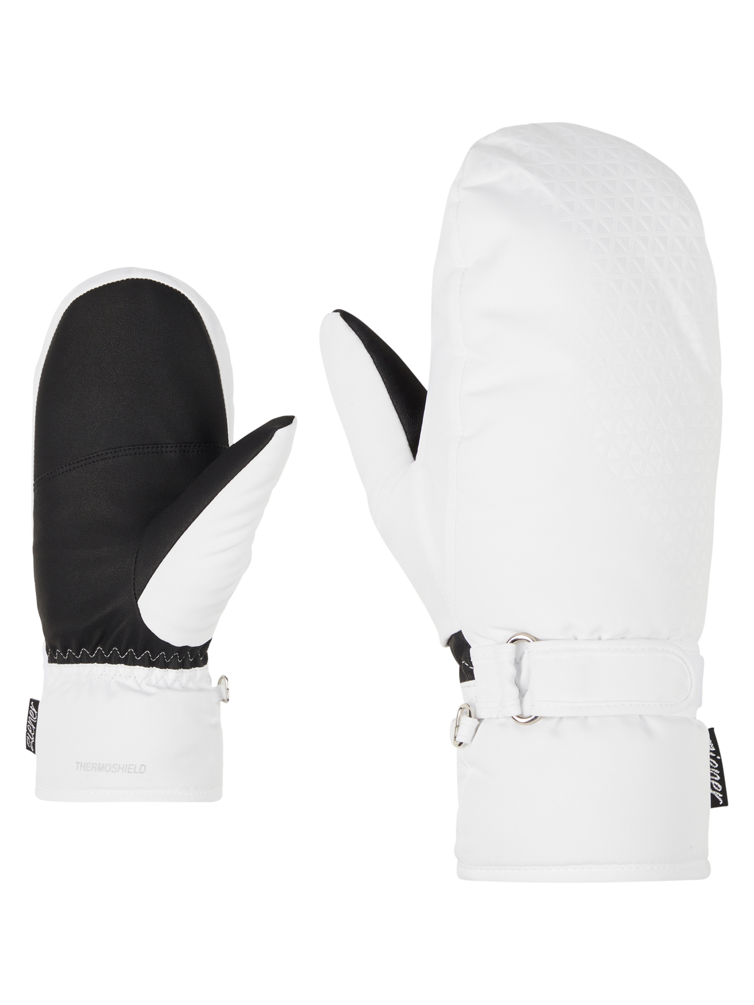 113007_01_01 ZIENER KISARI-Z AS® MITTEN ženske smučarske rokavice – white - slika 1