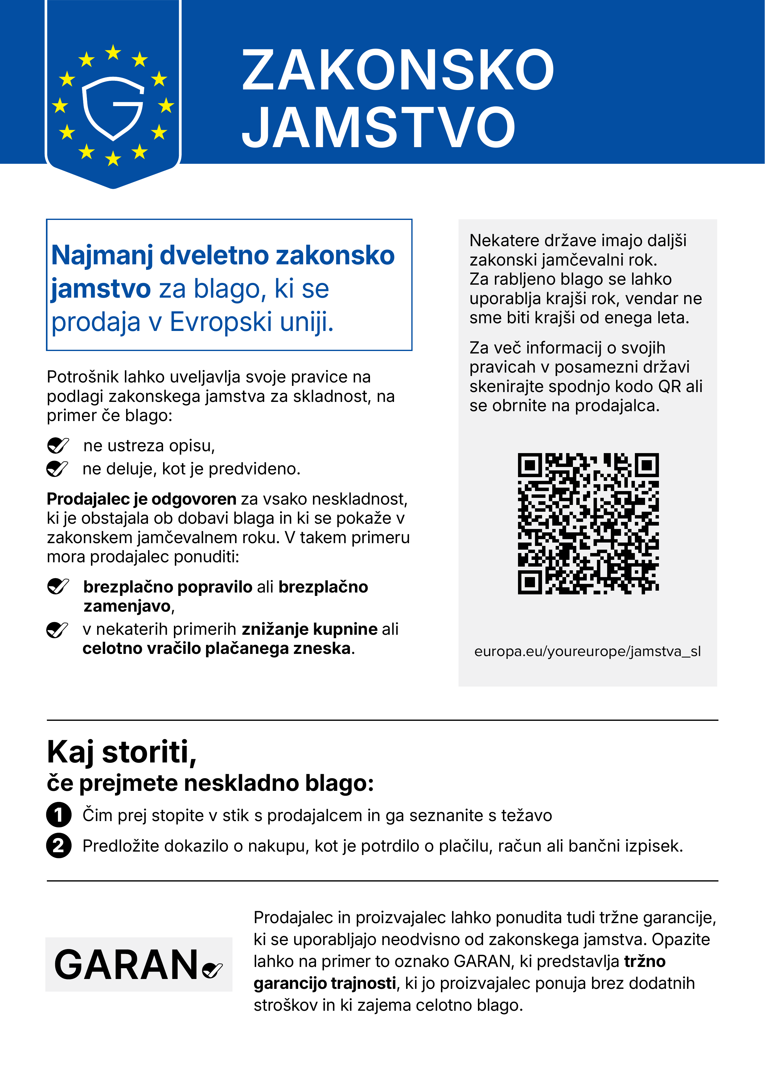 Zakonsko jamstvo za skladnost – uradno obvestilo Evropske unije